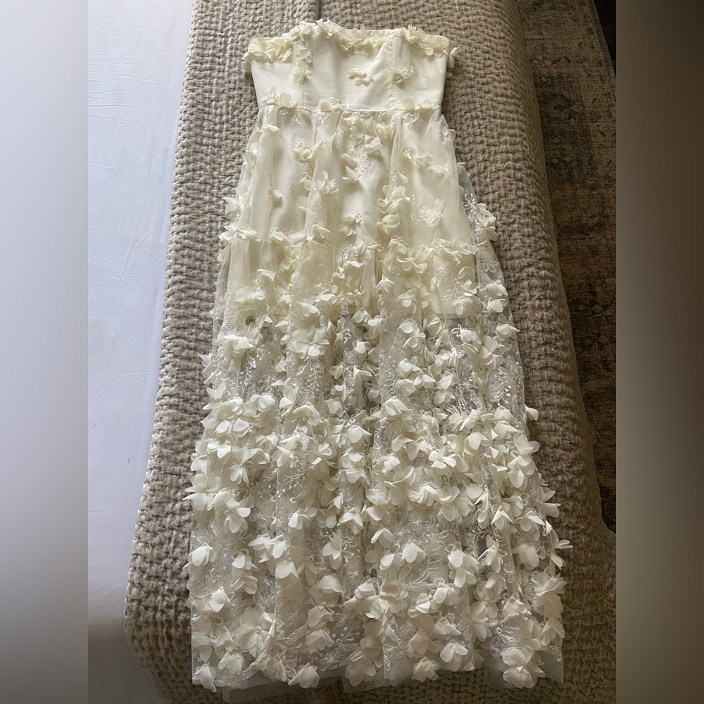 Helsi Audrey Square-Neck Floral Appliqué Sheer MIDI Dress